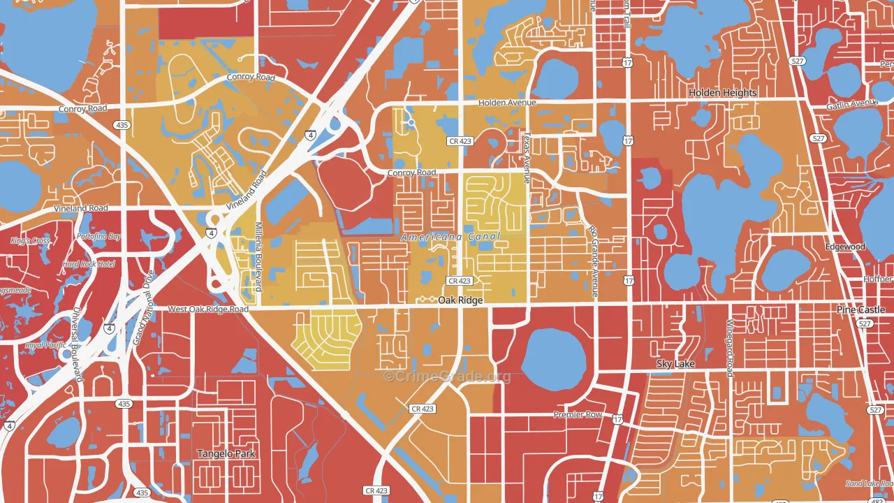 Oak Ridge, FL Map of Vehicle Theft Rates