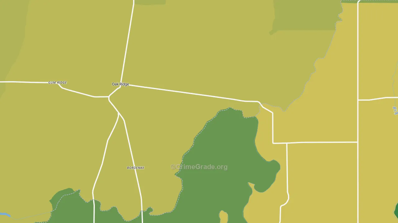 Oak Ridge, LA Map of Vehicle Theft Rates