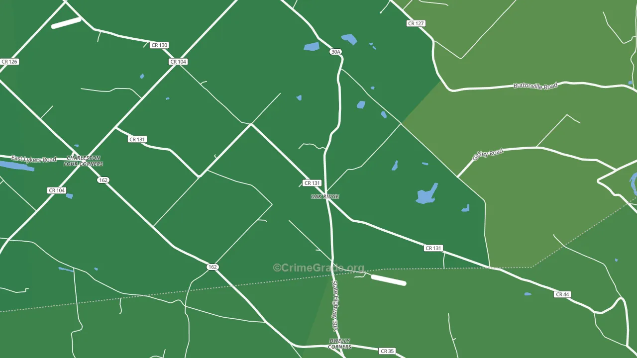 Oak Ridge, NY Map of Vehicle Theft Rates