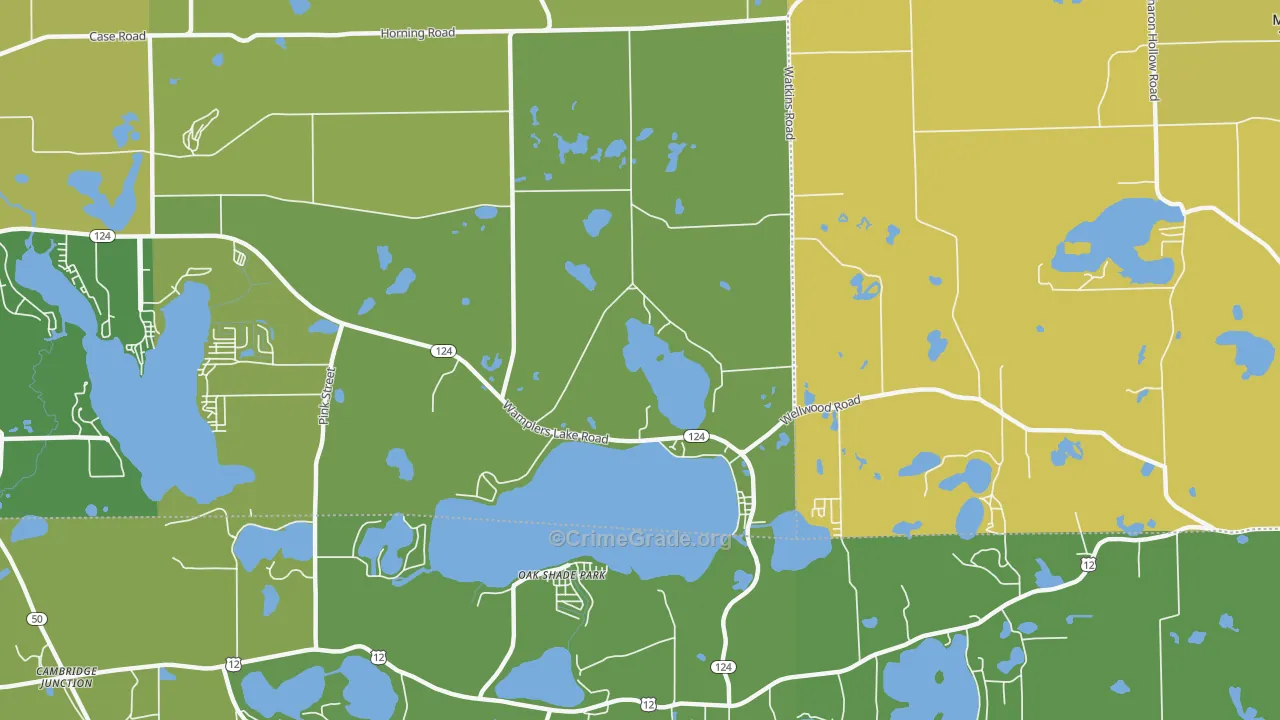 Oak Shade Park, MI Map of Vehicle Theft Rates