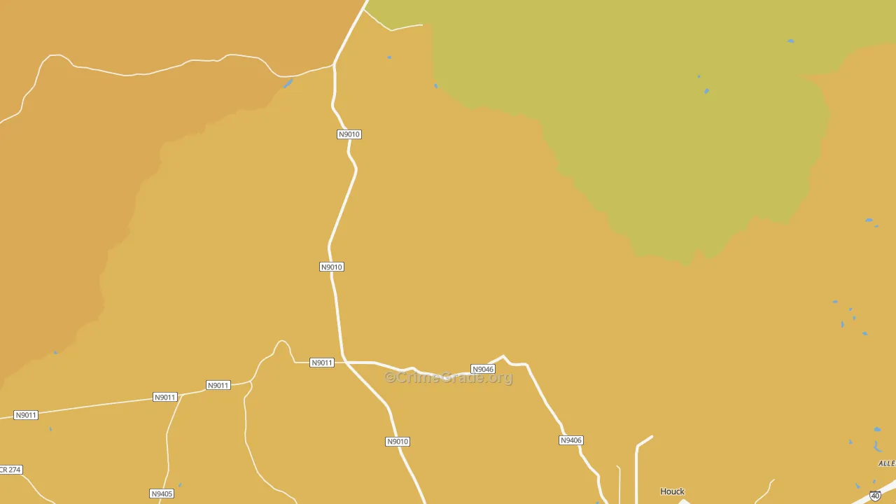 Oak Springs, AZ Map of Vehicle Theft Rates