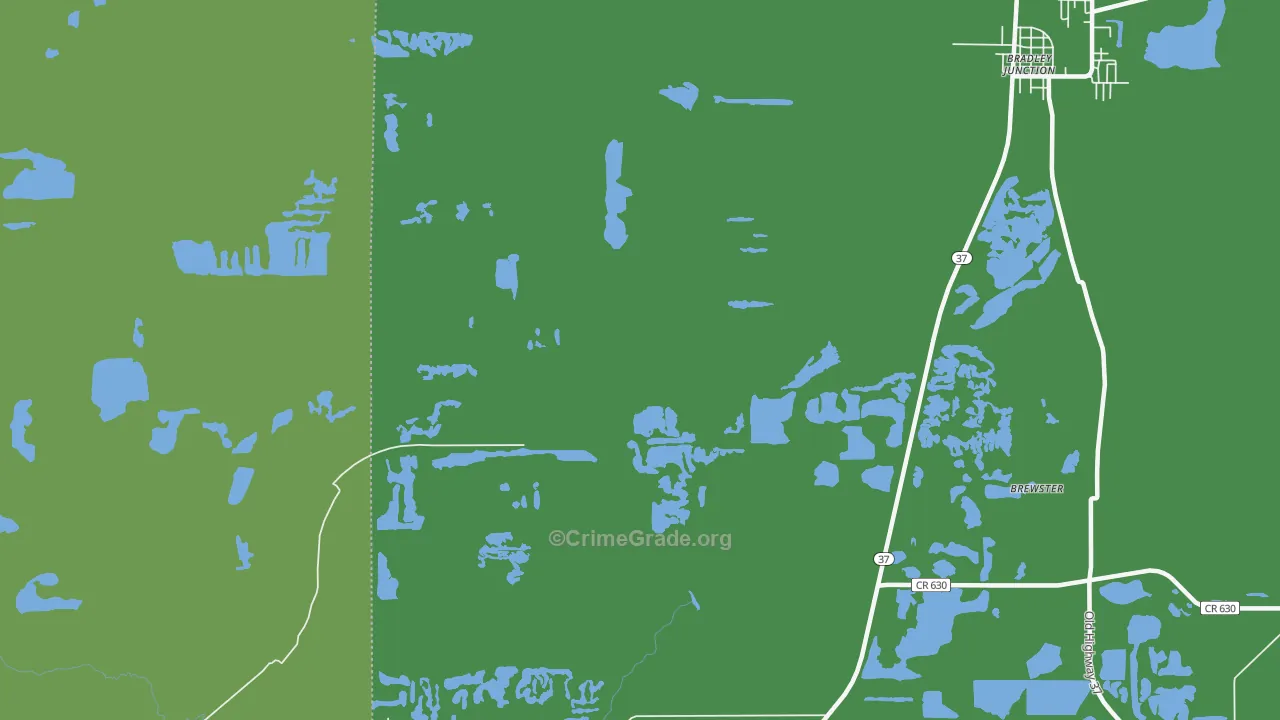 Oak Terrace, FL Map of Vehicle Theft Rates