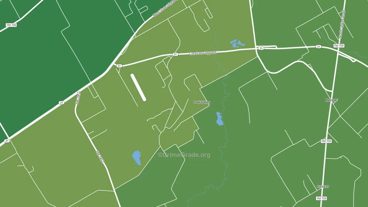 Oak Valley, TX Map of Vehicle Theft Rates