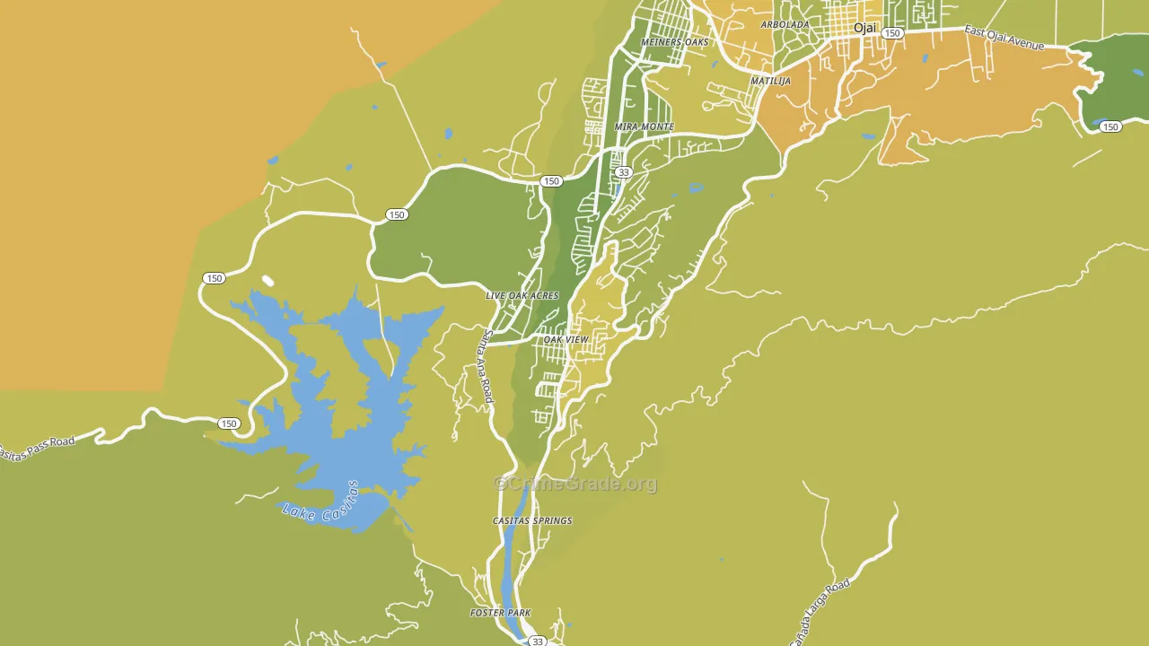 Oak View, CA Map of Vehicle Theft Rates