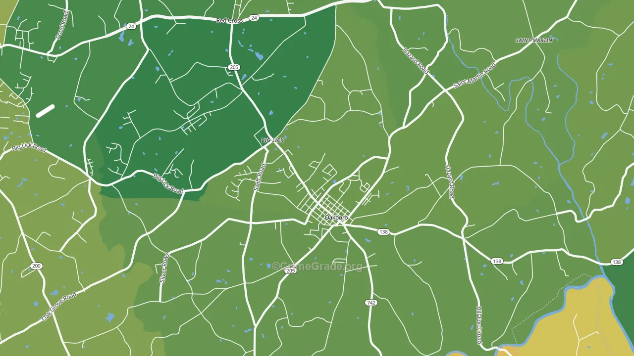 Oakboro, NC Map of Vehicle Theft Rates