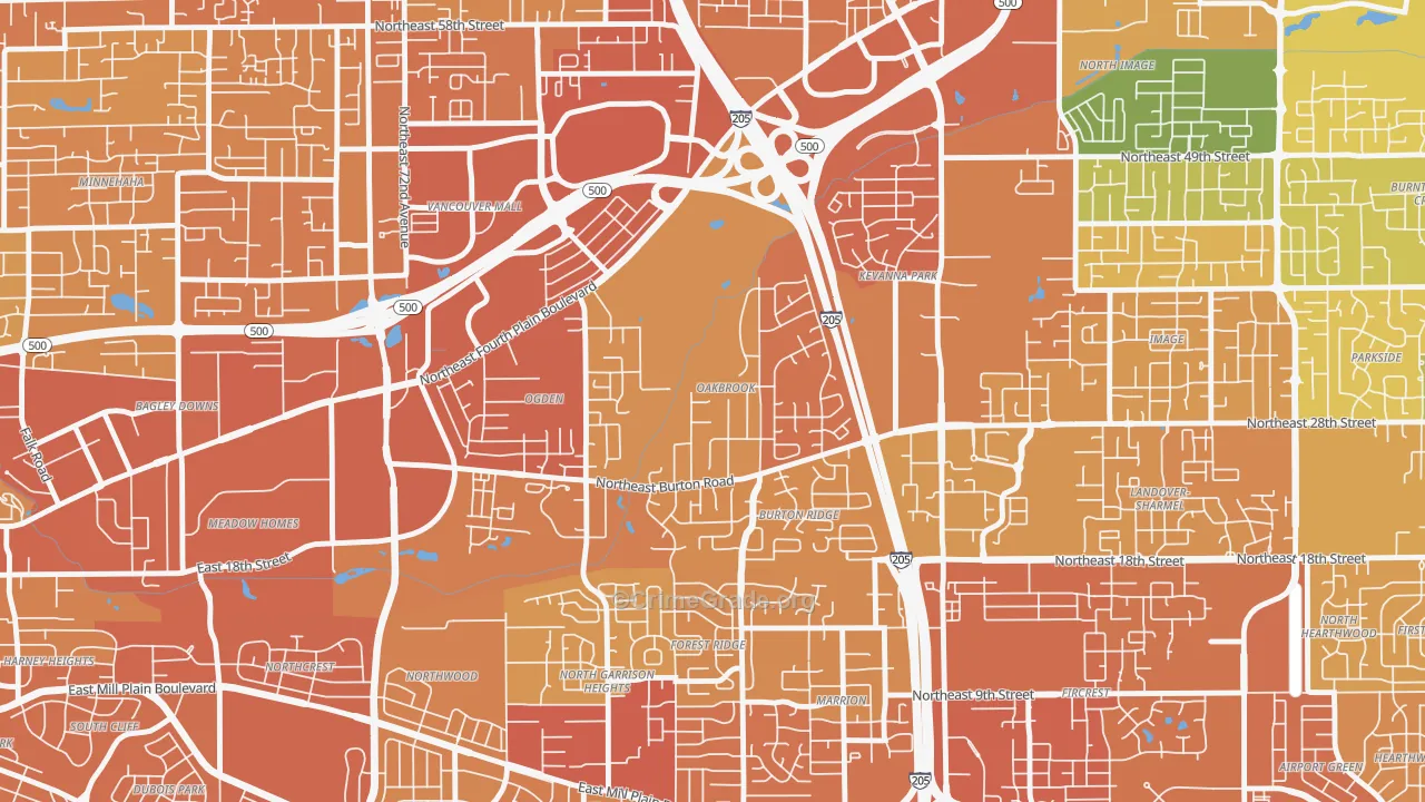 Oakbrook, Vancouver, WA Map of Vehicle Theft Rates