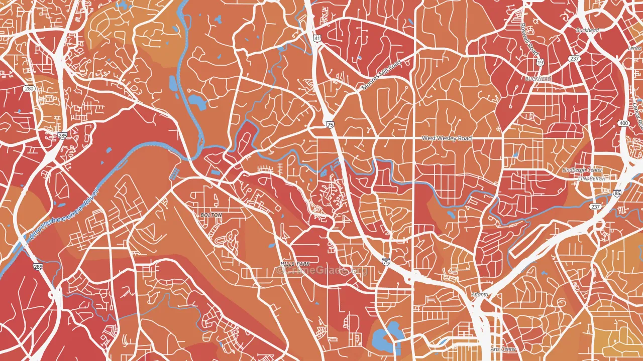 Oakdale, Atlanta, GA Map of Vehicle Theft Rates