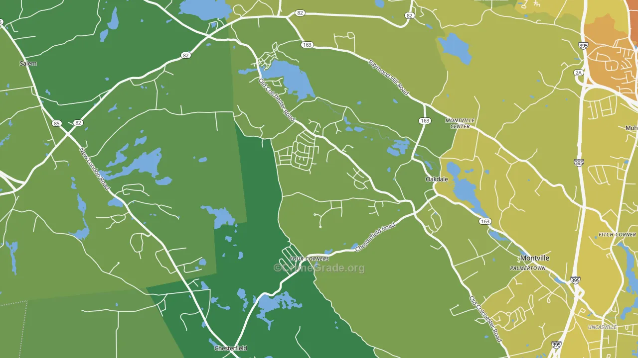 Oakdale, CT Map of Vehicle Theft Rates