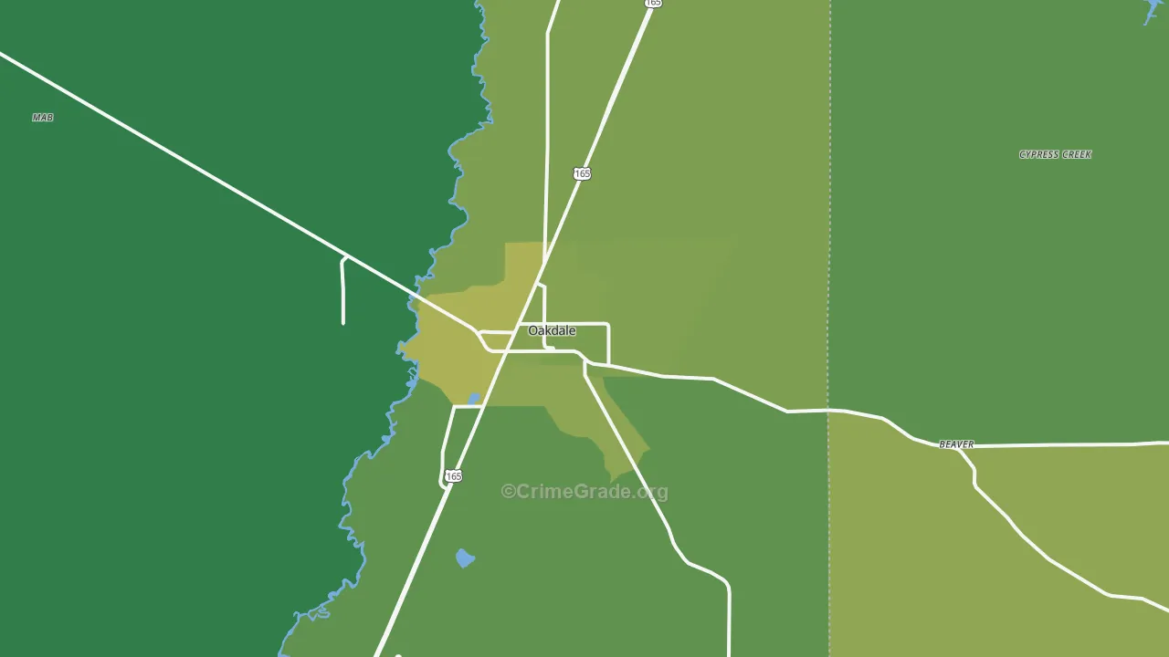 Oakdale, LA Map of Vehicle Theft Rates