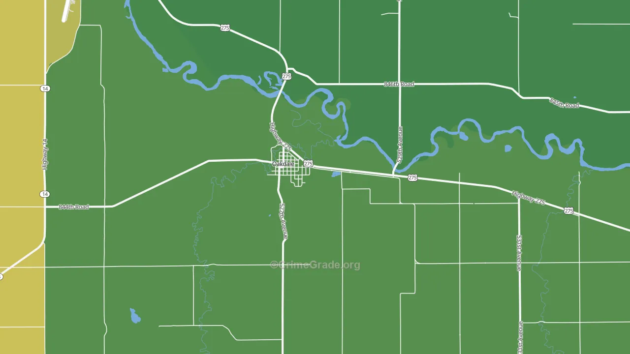 Oakdale, NE Map of Vehicle Theft Rates