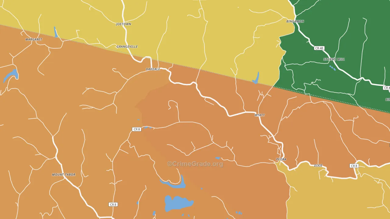 Oakdale, WV Map of Vehicle Theft Rates