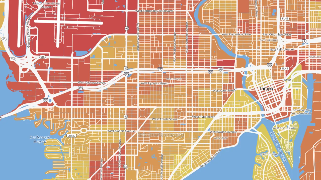 Oakford Park, Tampa, FL Map of Vehicle Theft Rates