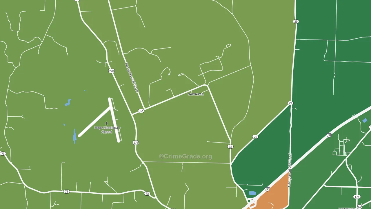 Oakhaven, AR Map of Vehicle Theft Rates