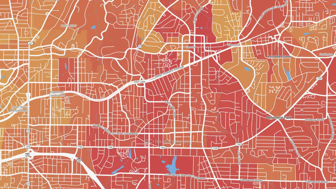 Oakhurst, Decatur, GA Map of Vehicle Theft Rates