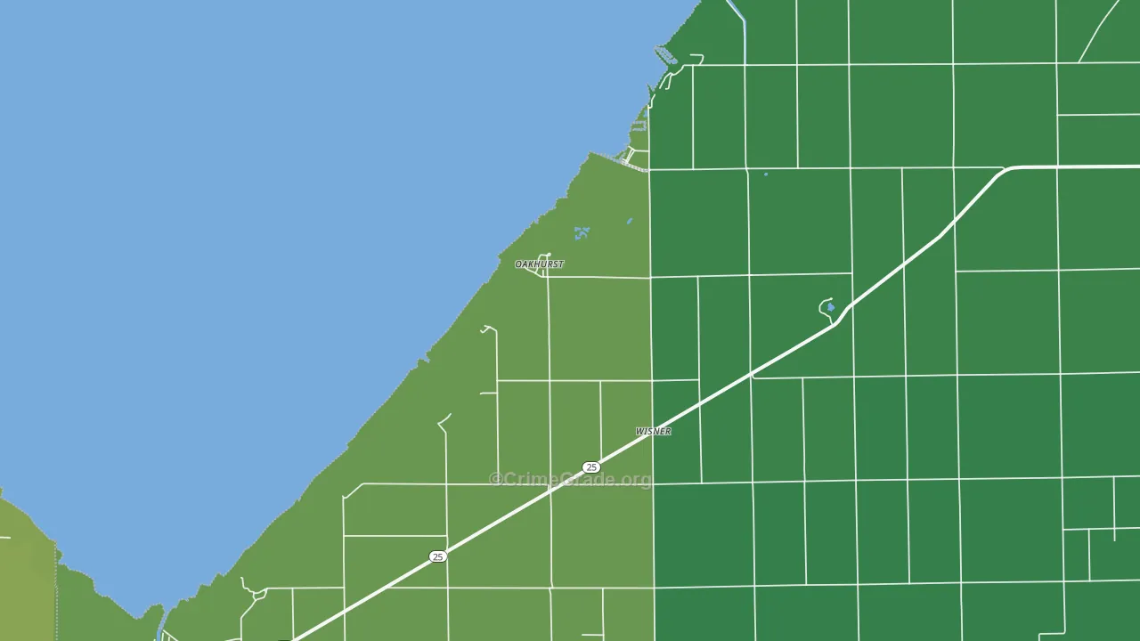 Oakhurst, MI Map of Vehicle Theft Rates