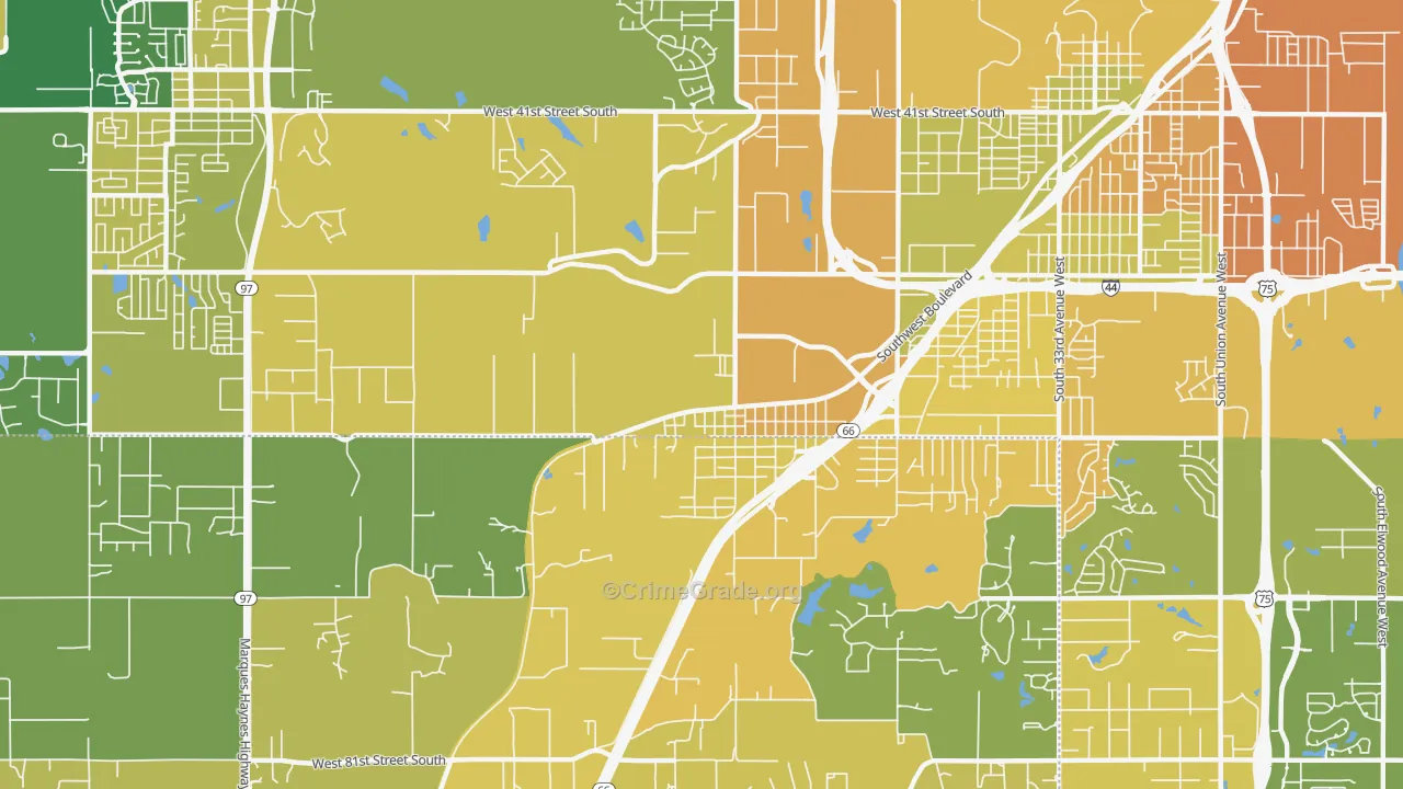 Oakhurst, OK Map of Vehicle Theft Rates