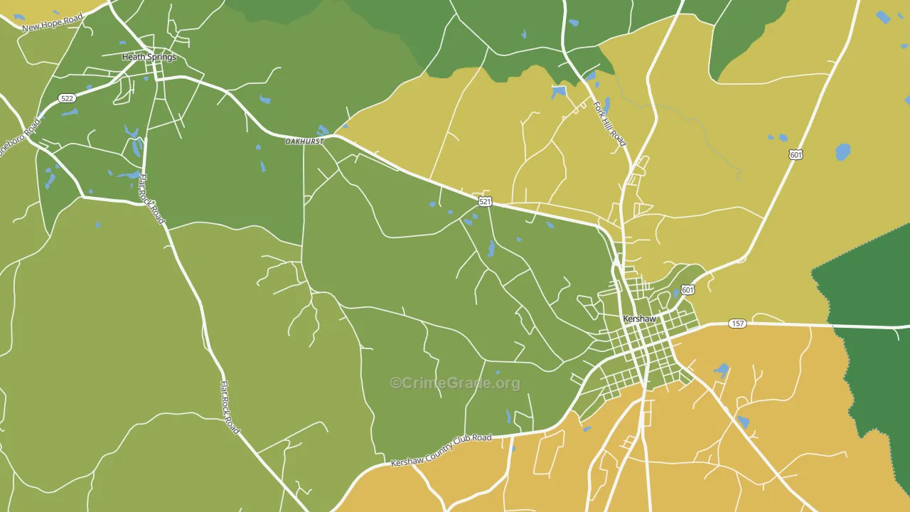 Oakhurst, SC Map of Vehicle Theft Rates