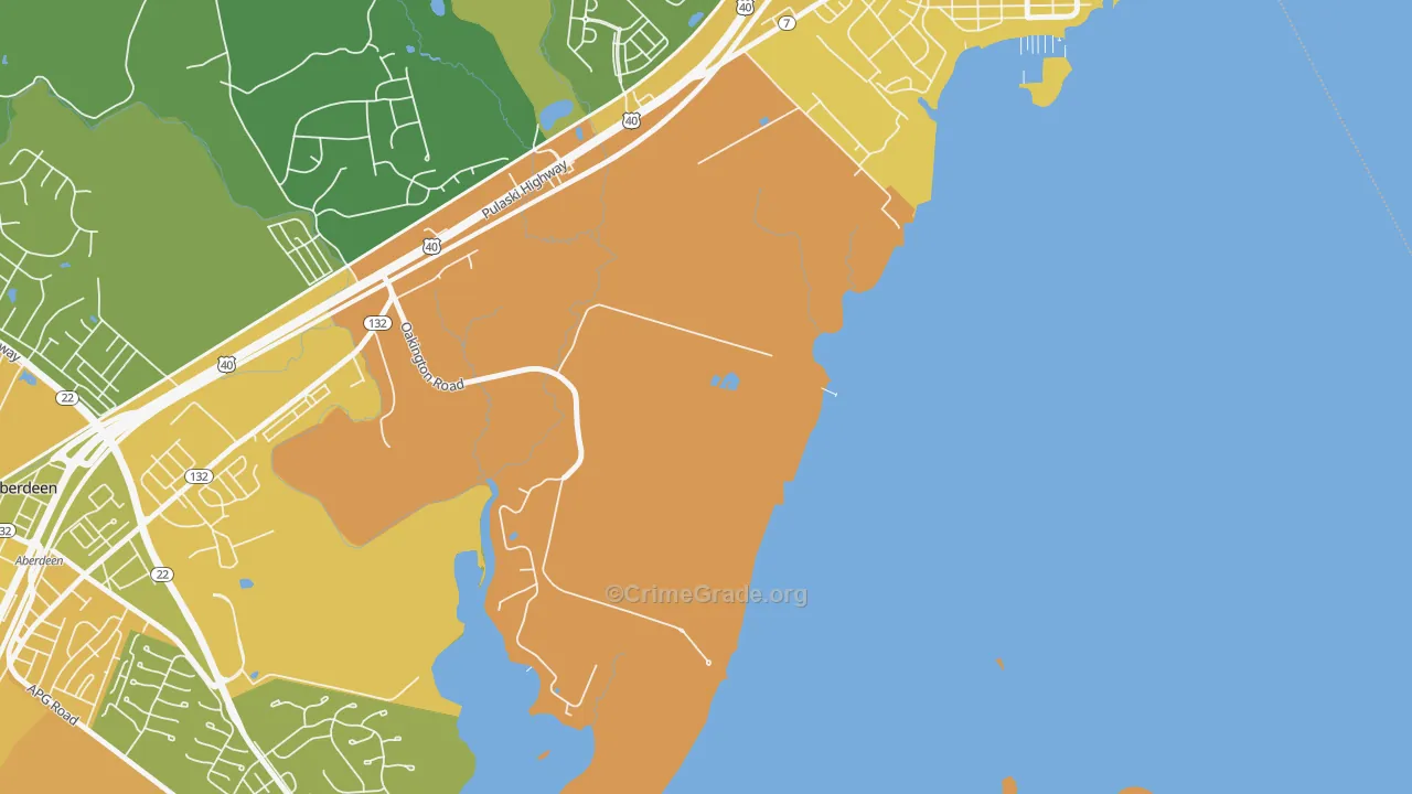 Oakington, MD Map of Vehicle Theft Rates