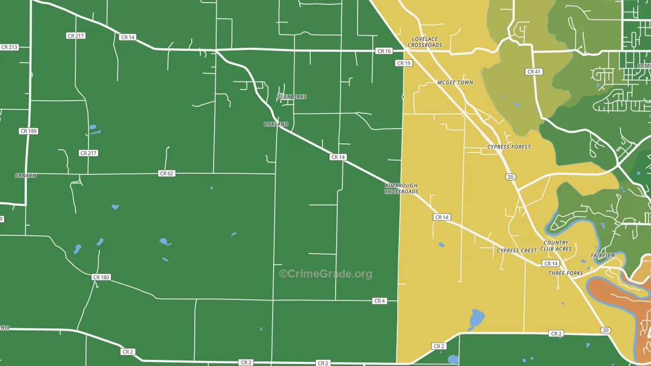 Oakland, AL Map of Vehicle Theft Rates