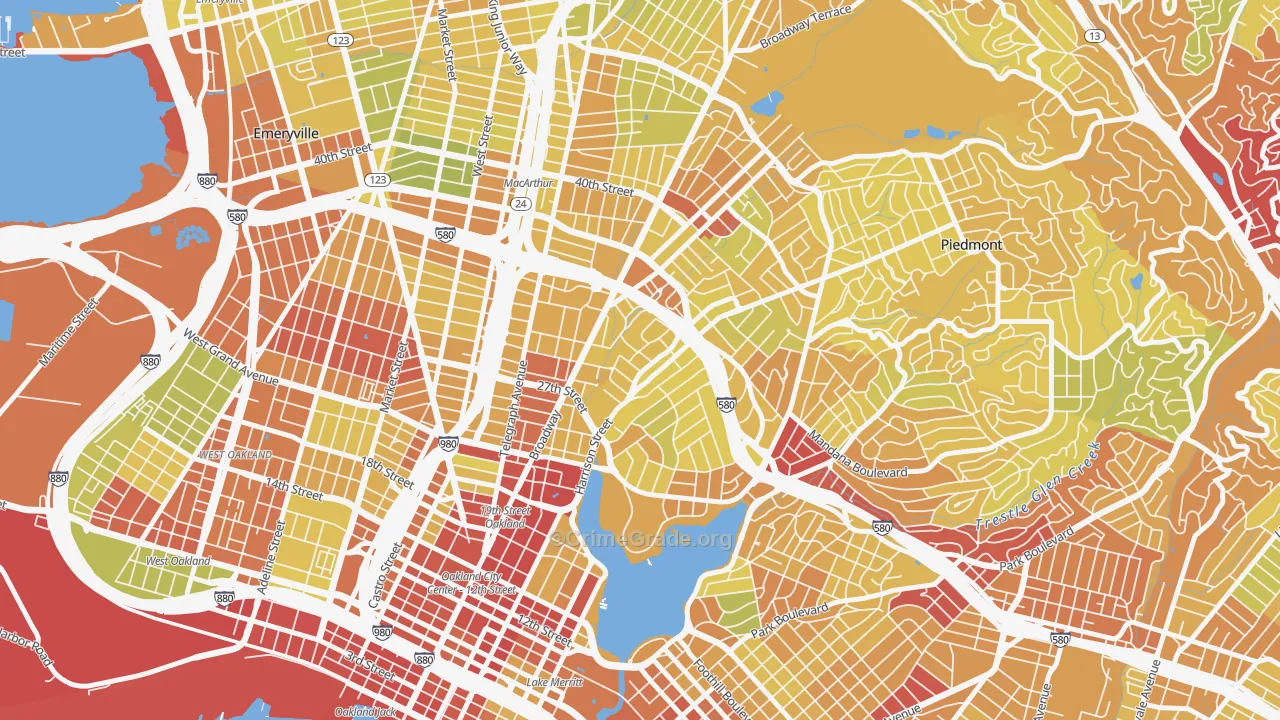 Oakland Ave-Harrison Street, Oakland, CA Map of Vehicle Theft Rates