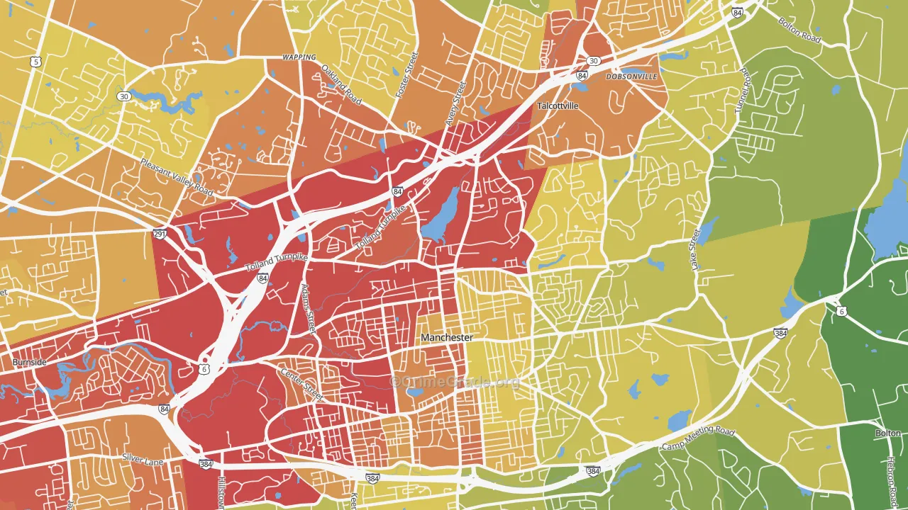 Oakland, CT Map of Vehicle Theft Rates