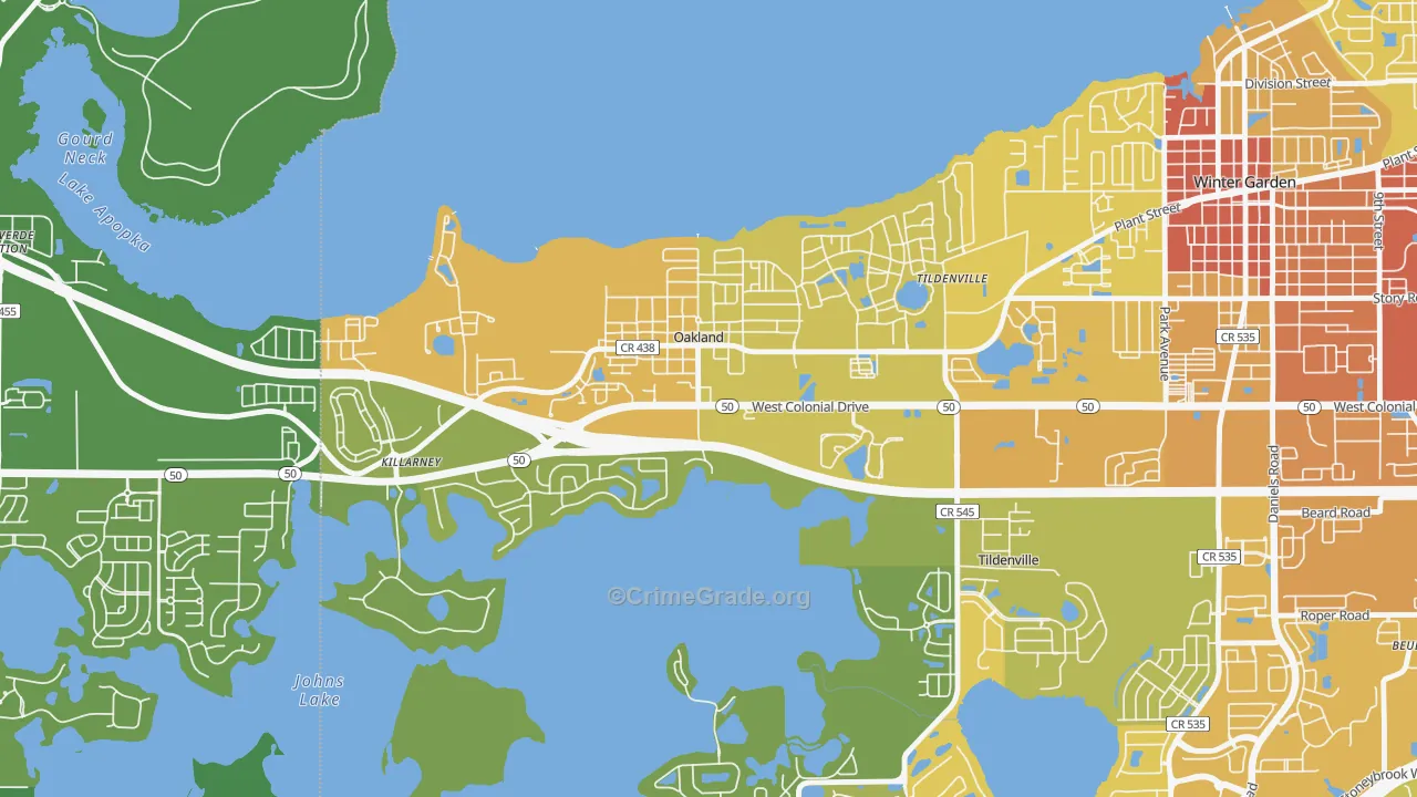 Oakland, FL Map of Vehicle Theft Rates