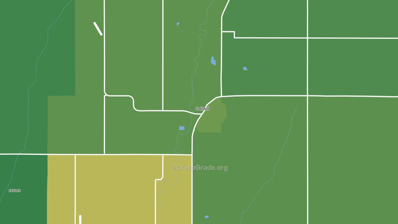 Oakland, IA Map of Vehicle Theft Rates