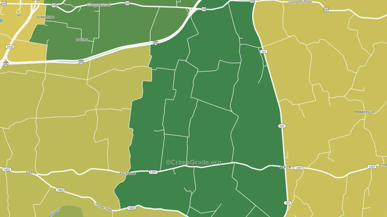 Oakland, KY Map of Vehicle Theft Rates