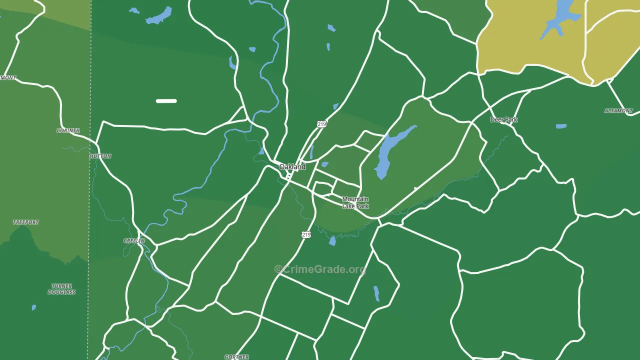 Oakland, MD Map of Vehicle Theft Rates