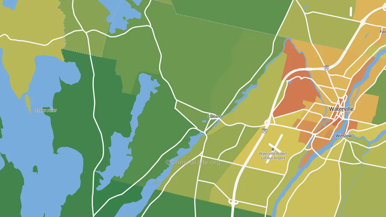 Oakland, ME Map of Vehicle Theft Rates