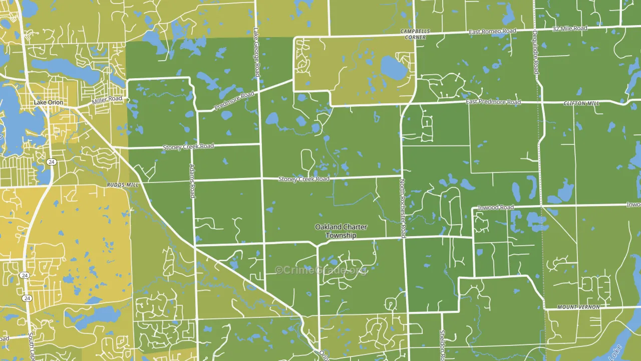Oakland, MI Map of Vehicle Theft Rates