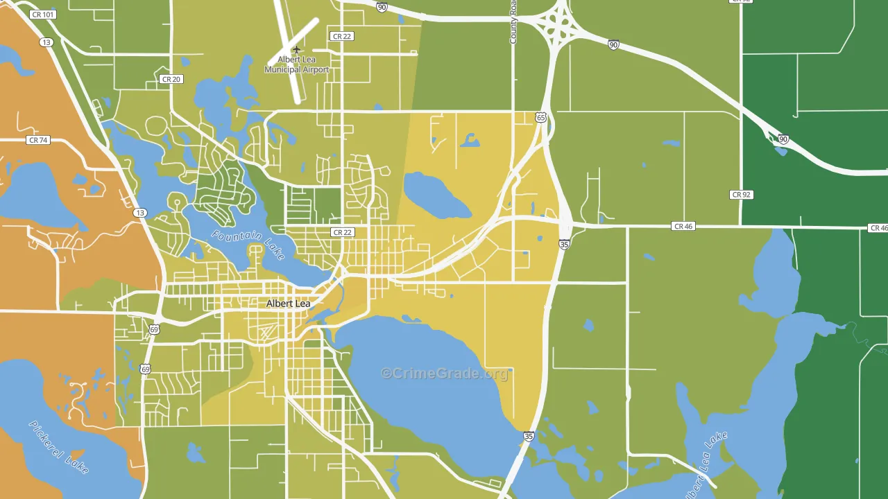Oakland, MN Map of Vehicle Theft Rates