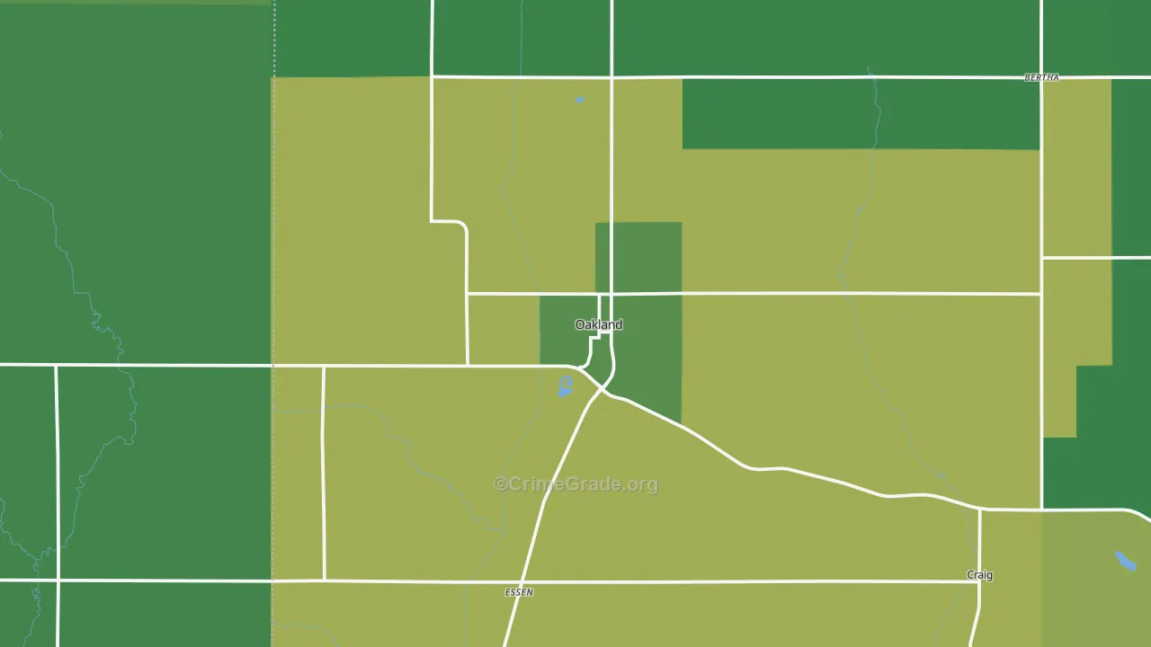 Oakland, NE Map of Vehicle Theft Rates