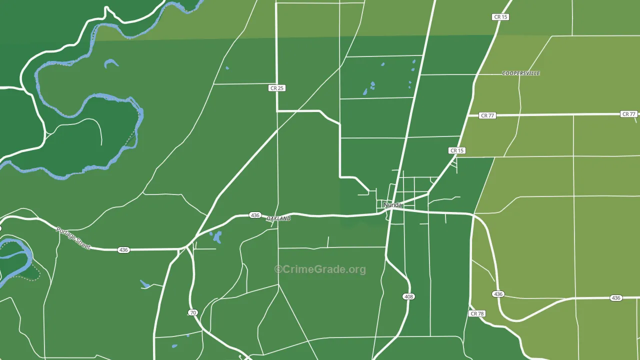 Oakland, NY Map of Vehicle Theft Rates