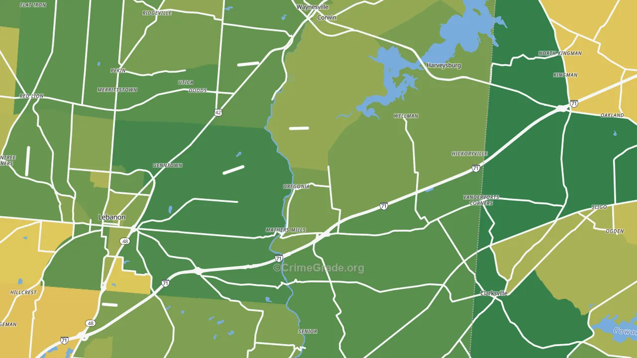 Oakland, OH Map of Vehicle Theft Rates