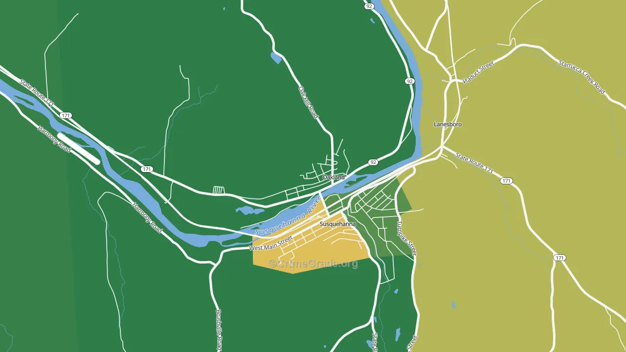 Oakland, PA Map of Vehicle Theft Rates