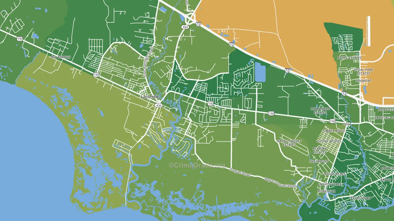 Oaklawn, LA Map of Vehicle Theft Rates