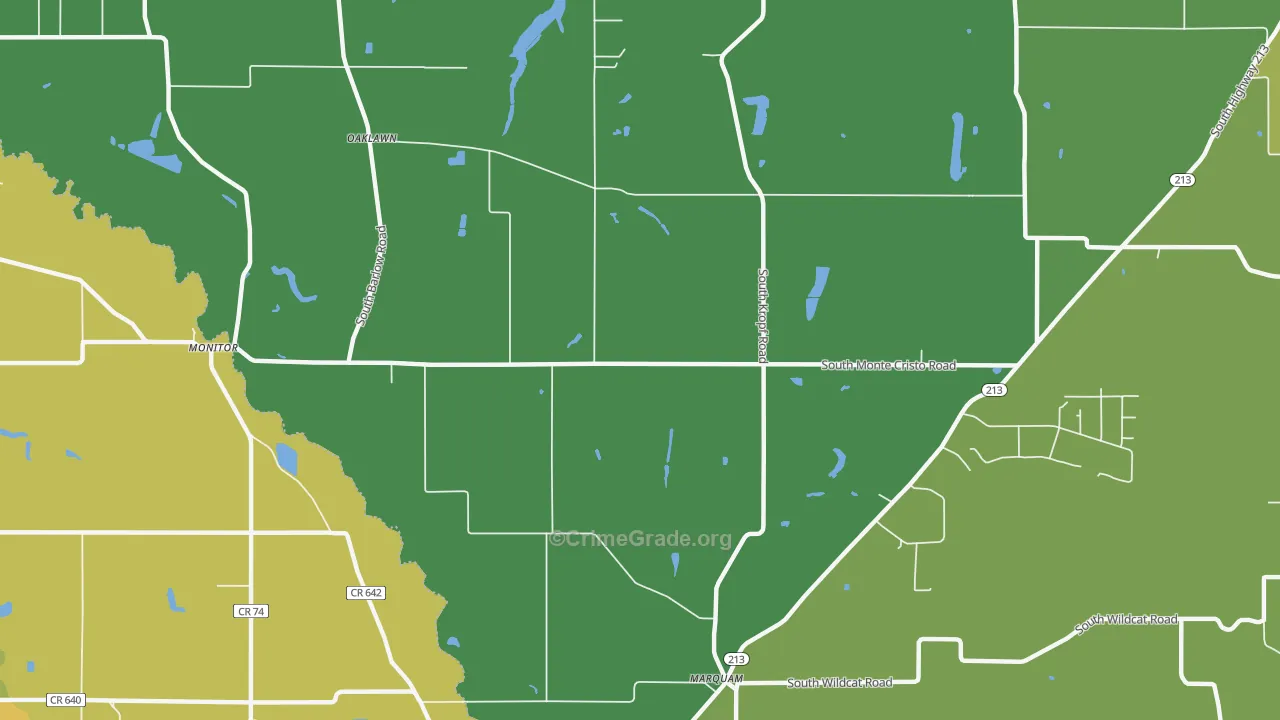 Oaklawn, OR Map of Vehicle Theft Rates
