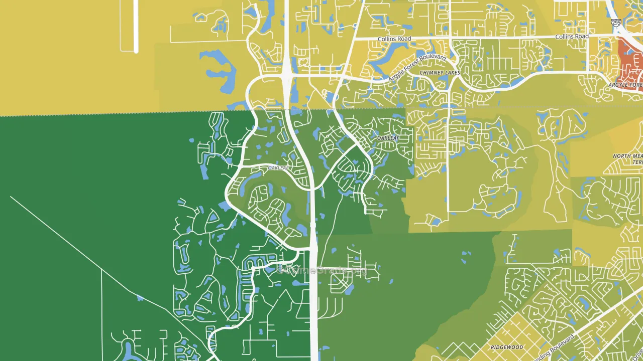 Oakleaf Plantation, FL Map of Vehicle Theft Rates