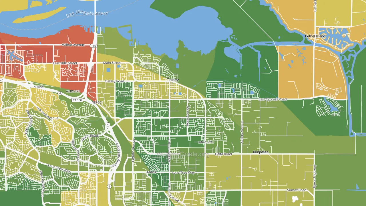 Oakley, CA Map of Vehicle Theft Rates