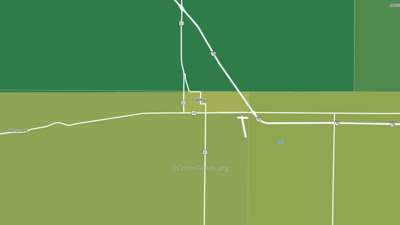 Oakley, KS Map of Vehicle Theft Rates