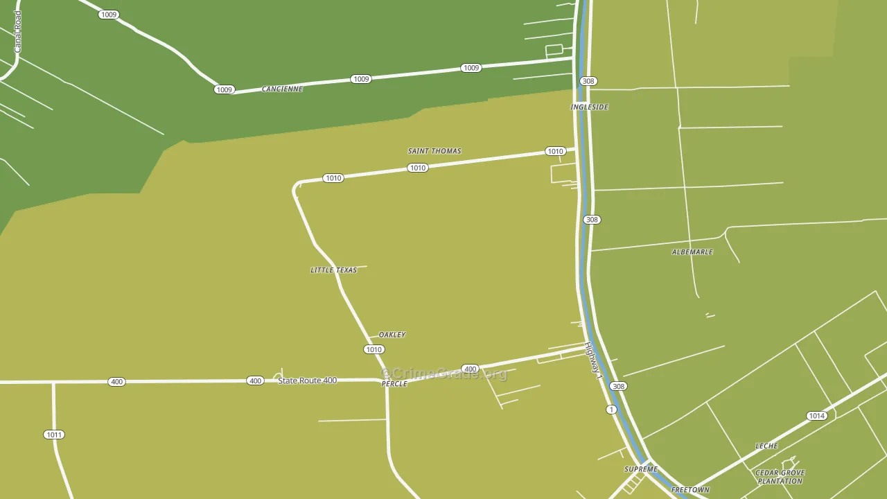 Oakley, LA Map of Vehicle Theft Rates