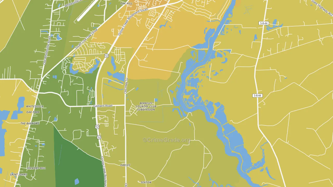 Oakley, SC Map of Vehicle Theft Rates