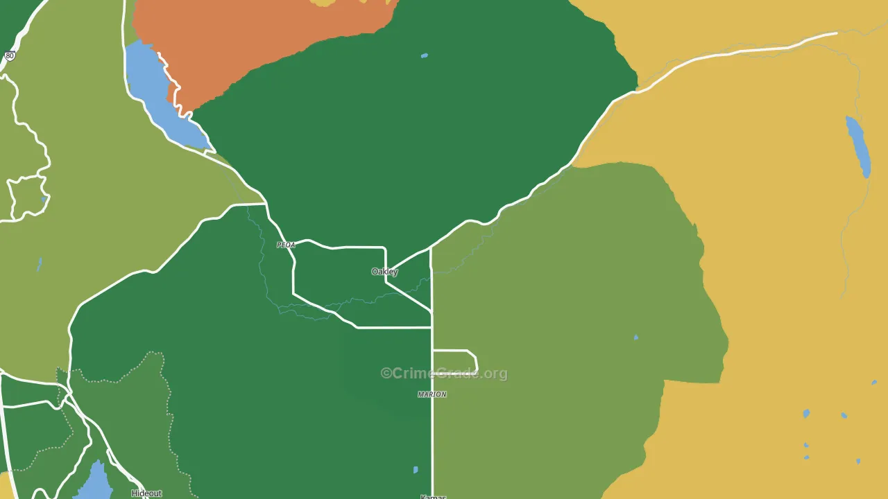 Oakley, UT Map of Vehicle Theft Rates