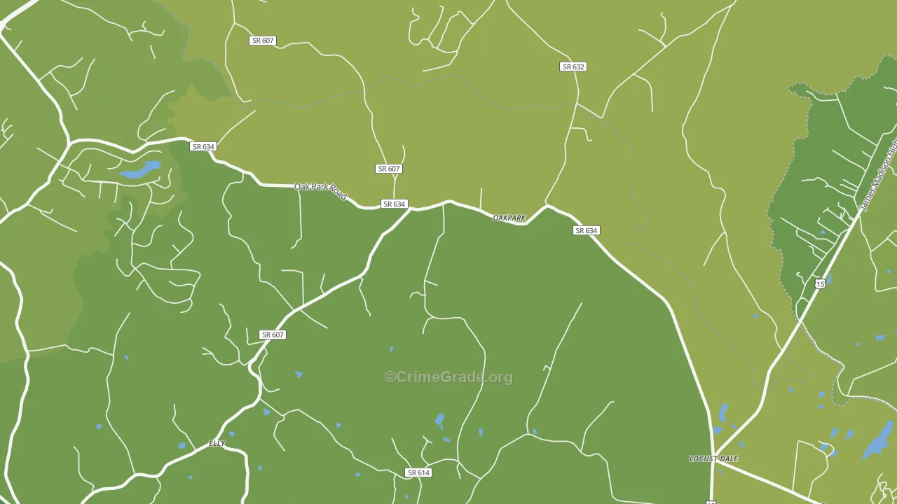 Oakpark, VA Map of Vehicle Theft Rates