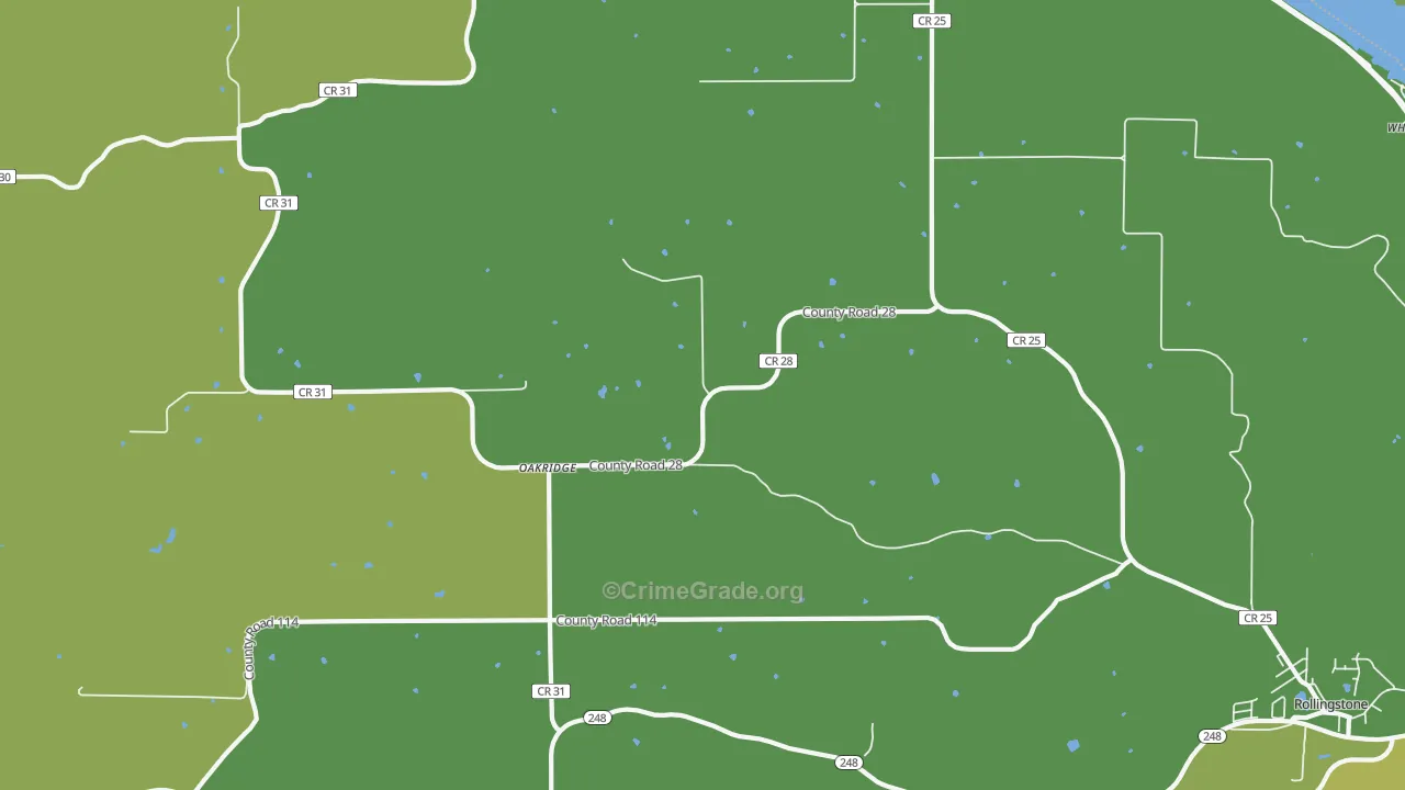 Oakridge, MN Map of Vehicle Theft Rates