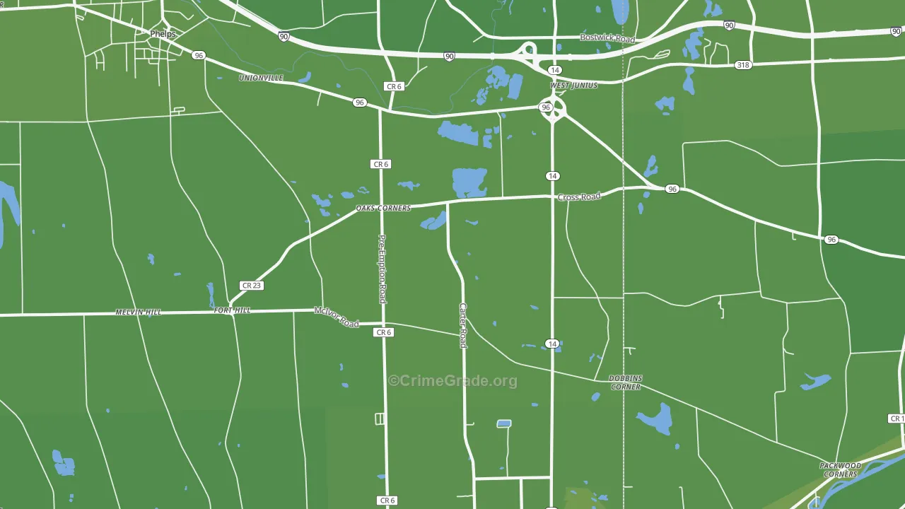 Oaks Corners, NY Map of Vehicle Theft Rates