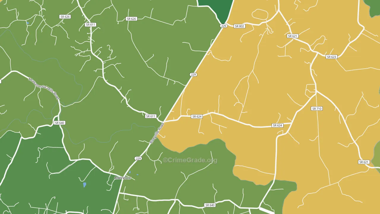 Oakshade, VA Map of Vehicle Theft Rates
