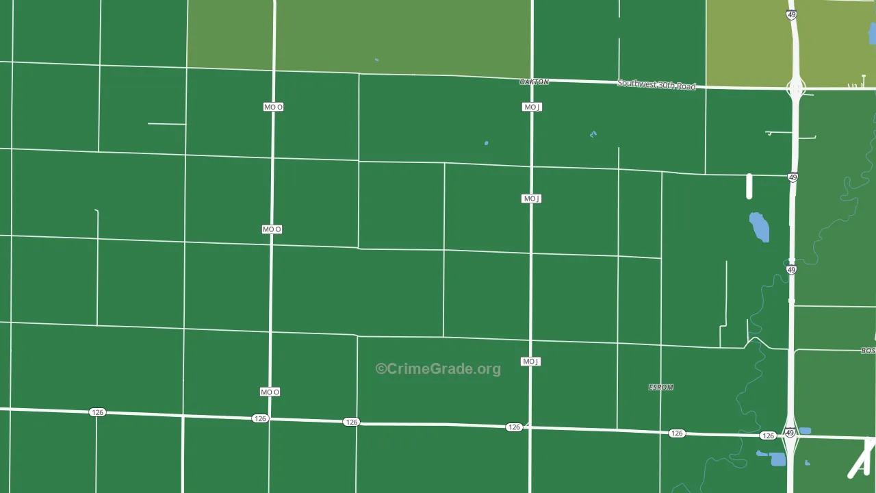 Oakton, MO Map of Vehicle Theft Rates