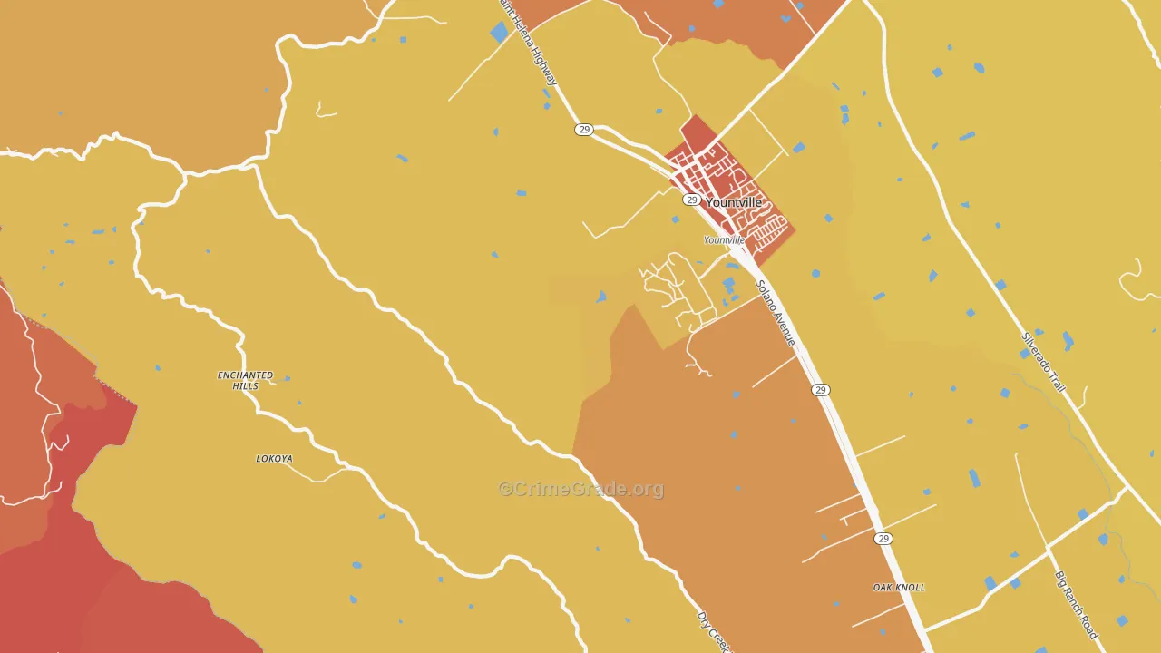 Oakville, CA Map of Vehicle Theft Rates